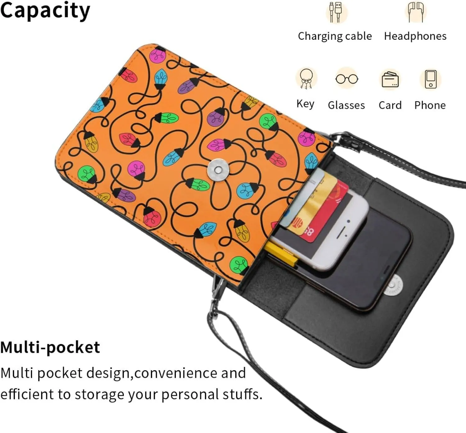 Spicy Red Chilli Peppers Leather Crossbody Phone Purse for Women Cute Wallet Bags Lightweight Mini Sling Bag