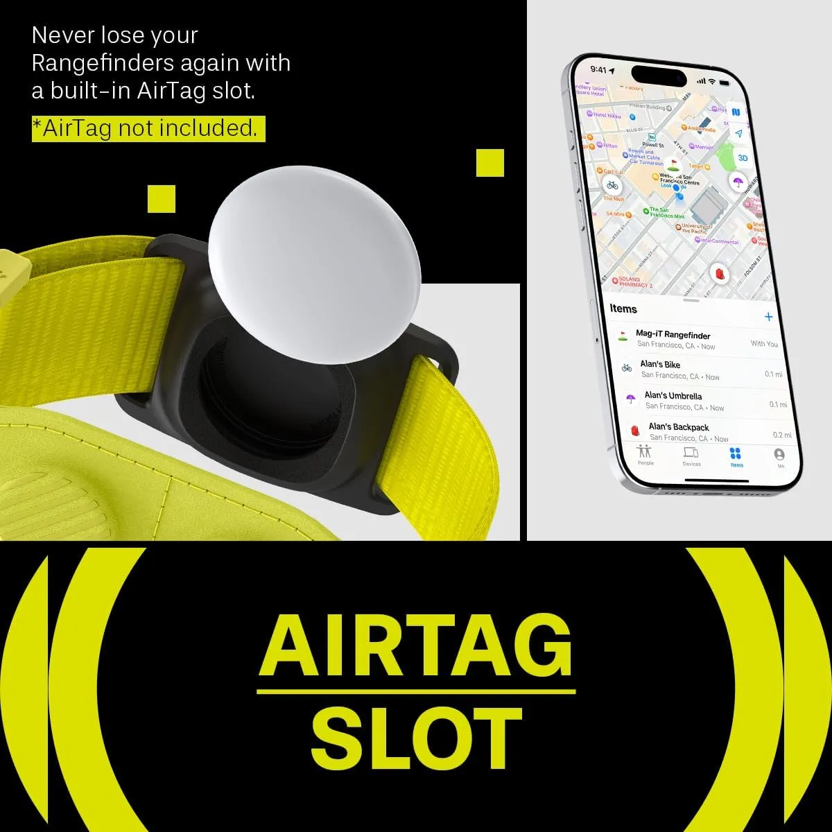 Spigen MAG-iT Magnetic Golf Rangefinder Strap with AirTag/TagMe Tracker and GPS for Golf Cart