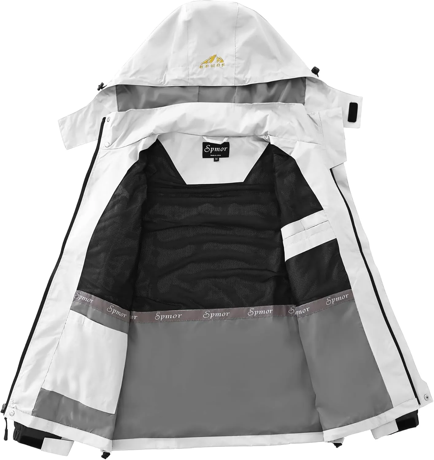 Spmor Men's Outdoor Sports Hooded Windproof Jacket Waterproof Rain Coat