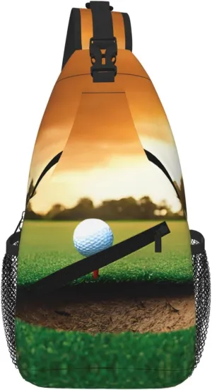 Sport Golf Ball Sunset Tree Print Cross Chest Bag Diagonally For Short-Distance Travel And Daily Use