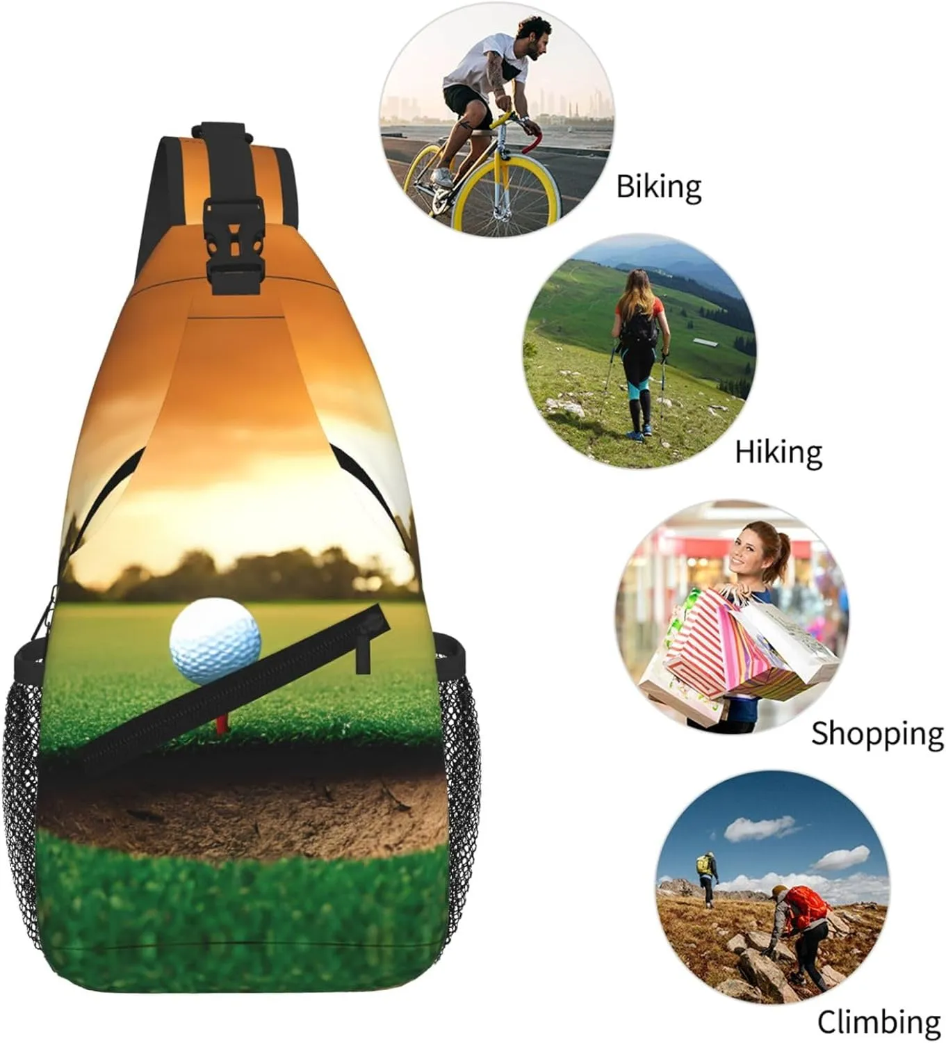 Sport Golf Ball Sunset Tree Print Cross Chest Bag Diagonally For Short-Distance Travel And Daily Use