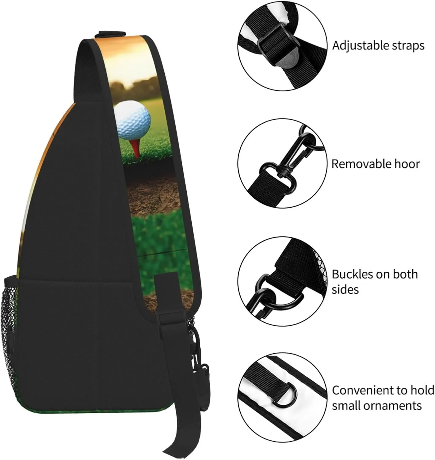 Sport Golf Ball Sunset Tree Print Cross Chest Bag Diagonally For Short-Distance Travel And Daily Use
