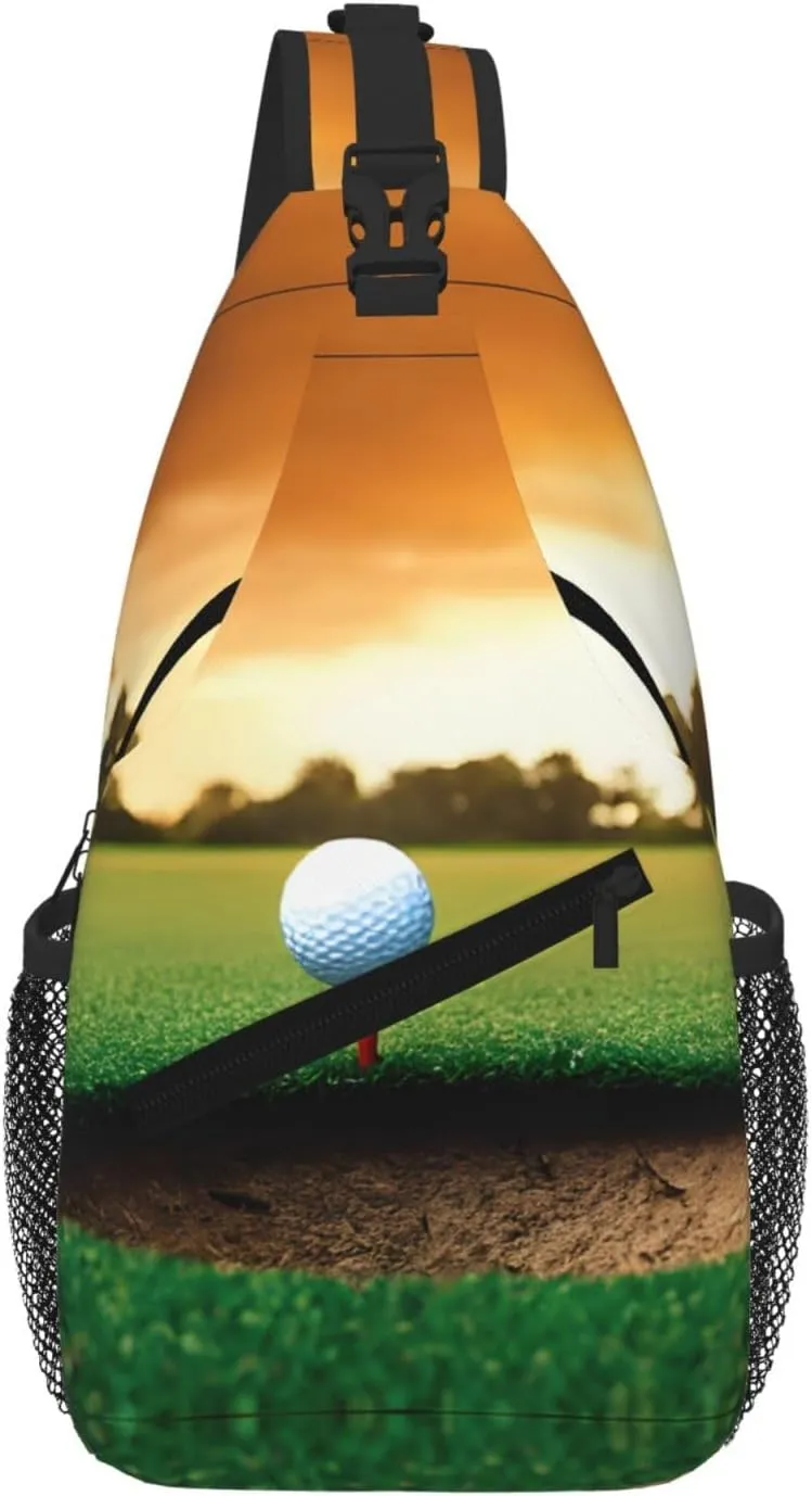 Sport Golf Ball Sunset Tree Print Cross Chest Bag Diagonally For Short-Distance Travel And Daily Use