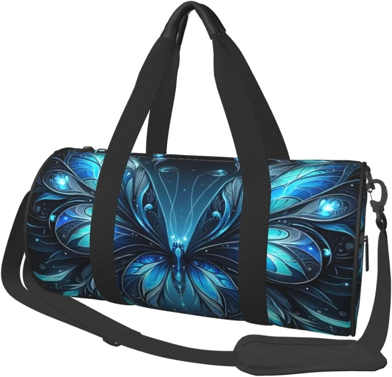 Sports Duffel Bag Blue-Butterfly-Wings Foldable Travel Tote Bag Weekender Sleepover Carry On Bag