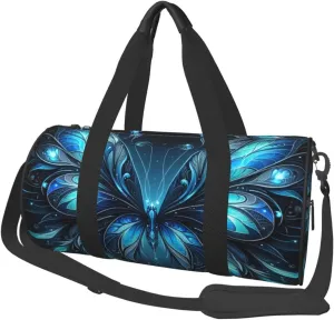 Sports Duffel Bag Blue-Butterfly-Wings Foldable Travel Tote Bag Weekender Sleepover Carry On Bag