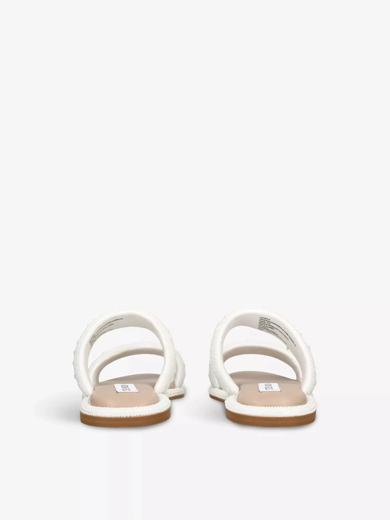 STEVE MADDEN DOUBLE STRAP PEARL EMBELLISHED SANDAL IN WHITE
