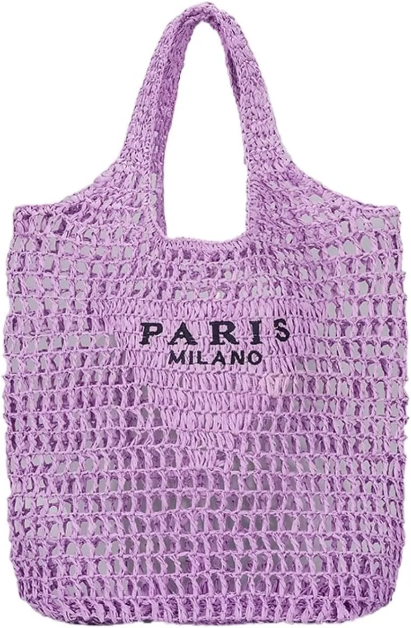Straw Woven Bag Women’s Beach Bag Fashion Crochet Shoulder Bag Hobo Bag Foldable Tote Bag for Holiday Picnic