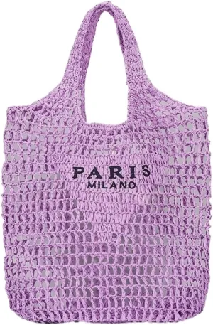 Straw Woven Bag Women’s Beach Bag Fashion Crochet Shoulder Bag Hobo Bag Foldable Tote Bag for Holiday Picnic