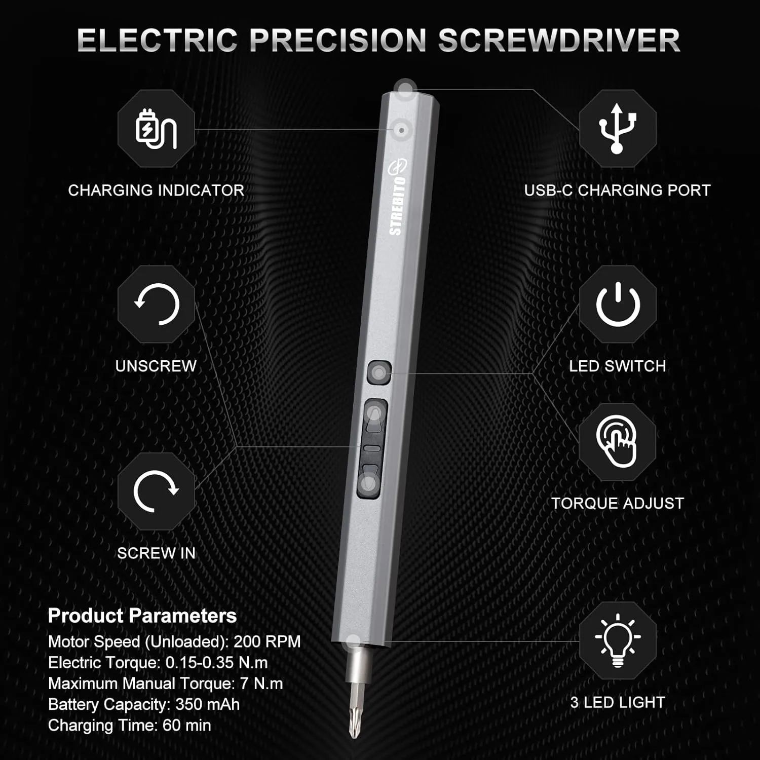 STREBITO Mini Electric Screwdriver, 144-Piece Electric Precision Screwdriver Set Small Power Screwdriver Cordless Rechargeable, Electronic Repair Tool Kit for PC, Computer, Laptop, Phone, RC Drone