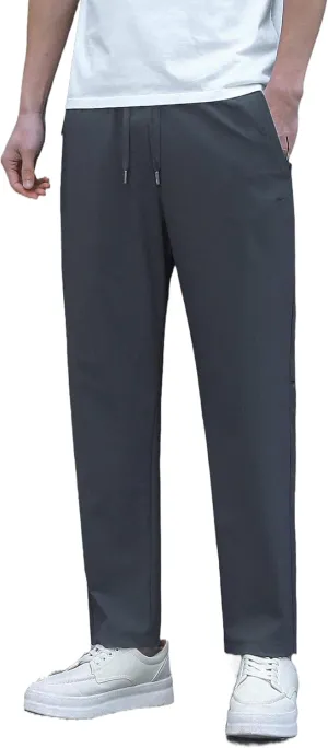 Stretch Athletic Pants for Short Men Quick Dry 27 28 Inch Inseam Cool Touch Straight Fit Joggers Zip Pockets
