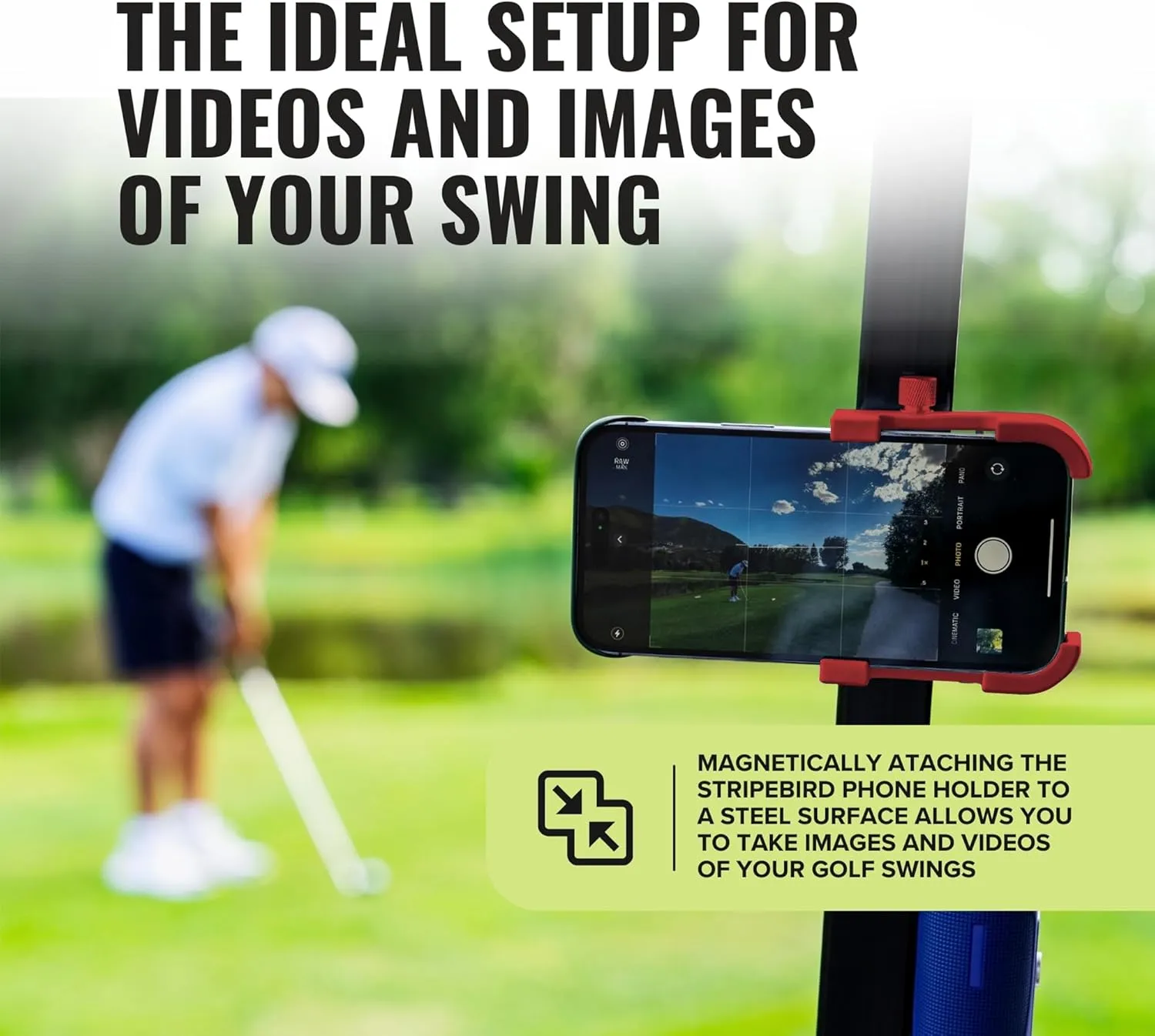 Stripebird - Original Golf Magnetic Phone Holder - Golf Cart Accessory - Slim Smartphone Mount - Store & Access Cell - Ultra Strong Magnet
