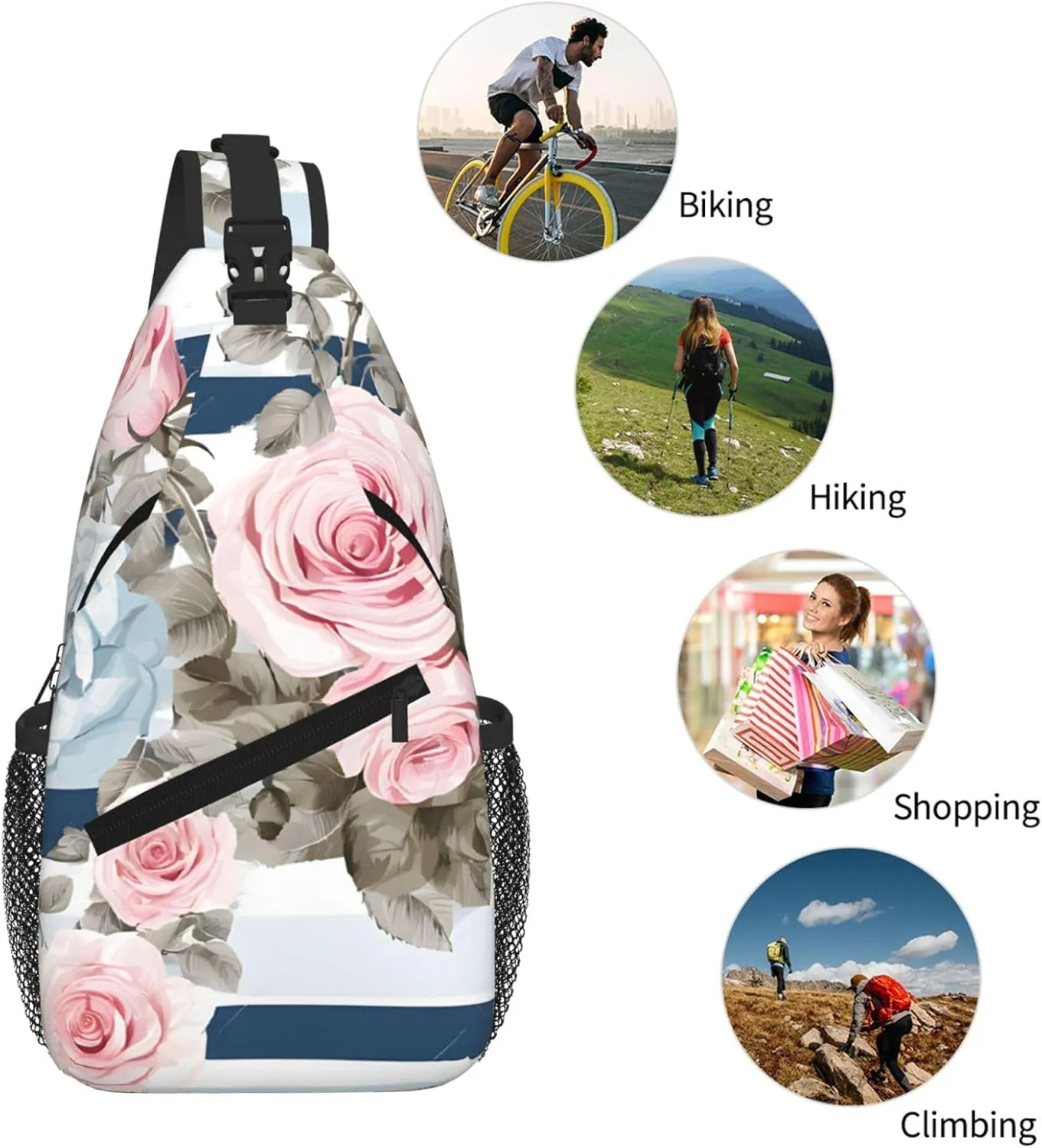 Striped Succulents Print Cross Chest Bag Diagonally For Short-Distance Travel And Daily Use