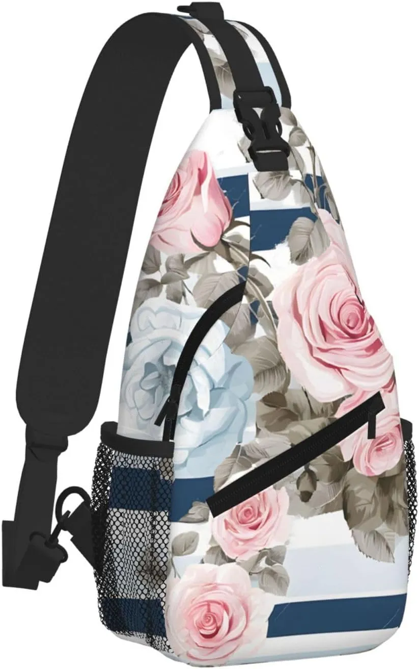 Striped Succulents Print Cross Chest Bag Diagonally For Short-Distance Travel And Daily Use