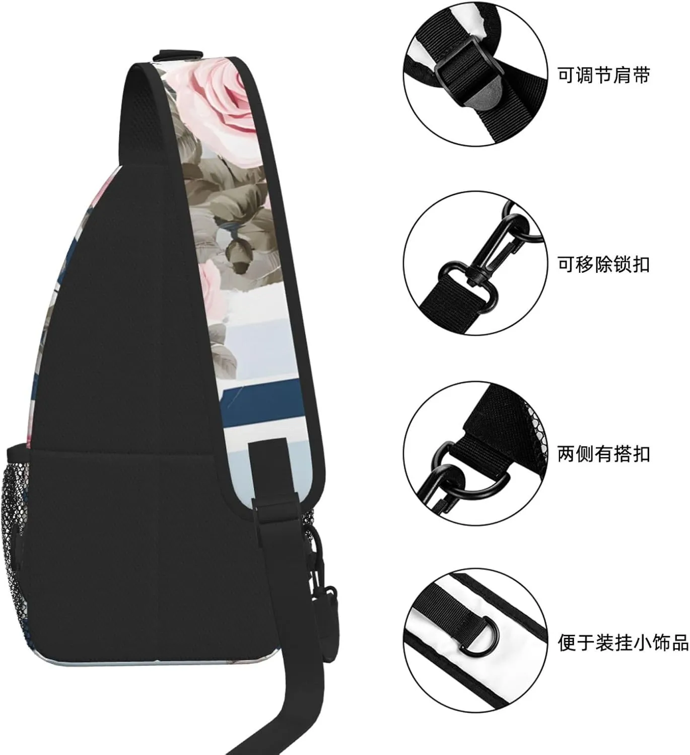 Striped Succulents Print Cross Chest Bag Diagonally For Short-Distance Travel And Daily Use