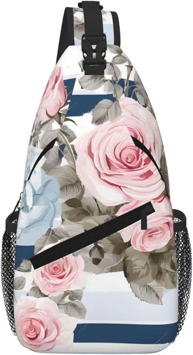 Striped Succulents Print Cross Chest Bag Diagonally For Short-Distance Travel And Daily Use