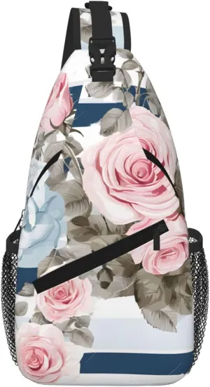 Striped Succulents Print Cross Chest Bag Diagonally For Short-Distance Travel And Daily Use