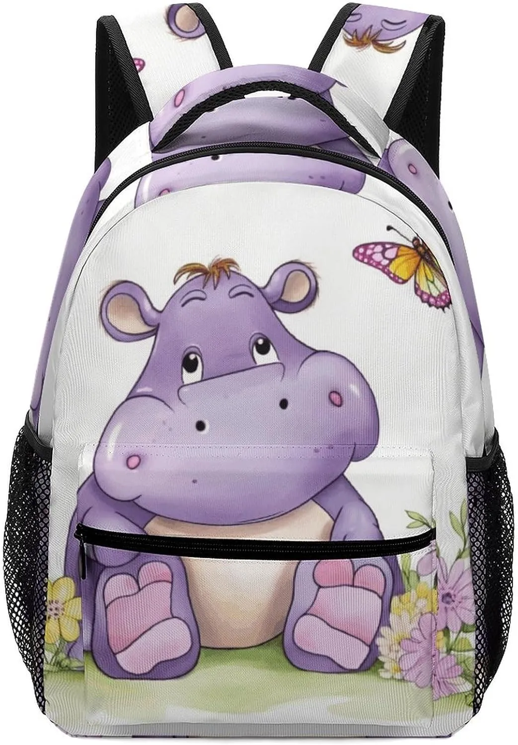Stylish Backpack, Butterfly And Hippo Print Durable Backpack Travel Backpack Hiking Backpack Ergonomic Backpack Comfortable Backpack
