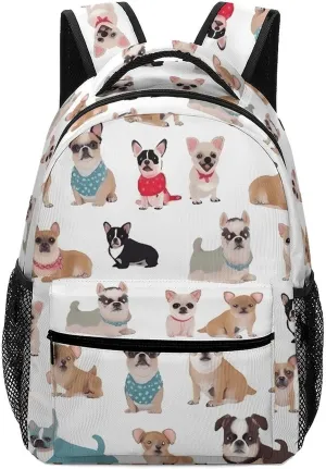Stylish Backpack, Cute Chihuahua Pug Pattern Print Durable Backpack Travel Backpack Hiking Backpack Ergonomic Backpack Comfortable Backpack