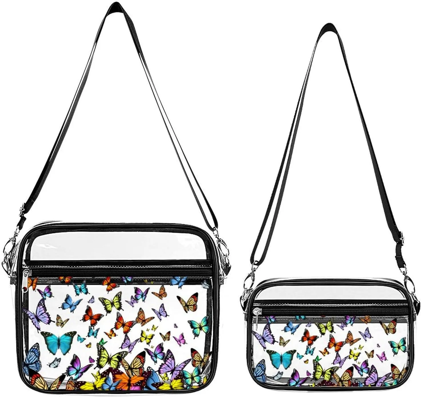 Stylish Butterfly Clear Crossbody Bag - PVC Butterflies Transparent Messenger Bag for Work, Travel and Daily Use
