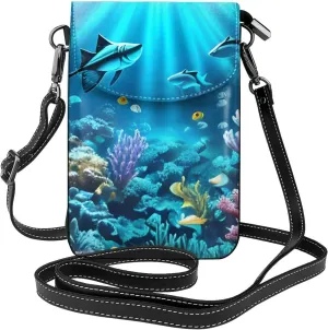 Submarine Coral Rays Women'S Crossbody Bag, Zipper Phone Wallet, ^Cute Purse, Shoulder Bag, Detachable Shoulder Strap