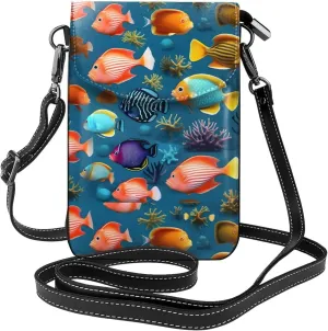 Submarine Reef Fish Women'S With Tassel Small Crossbody Leather Cell Phone Bag Purse For Walking Camping Shopping Dating