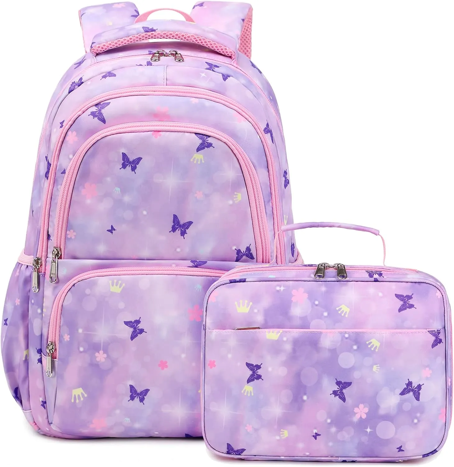 Sunborls Backpack for Girls Kids School Bookbag with a Cute Butterfly Appearance - Lightweight and High-Capacity Backpack Set,Purple
