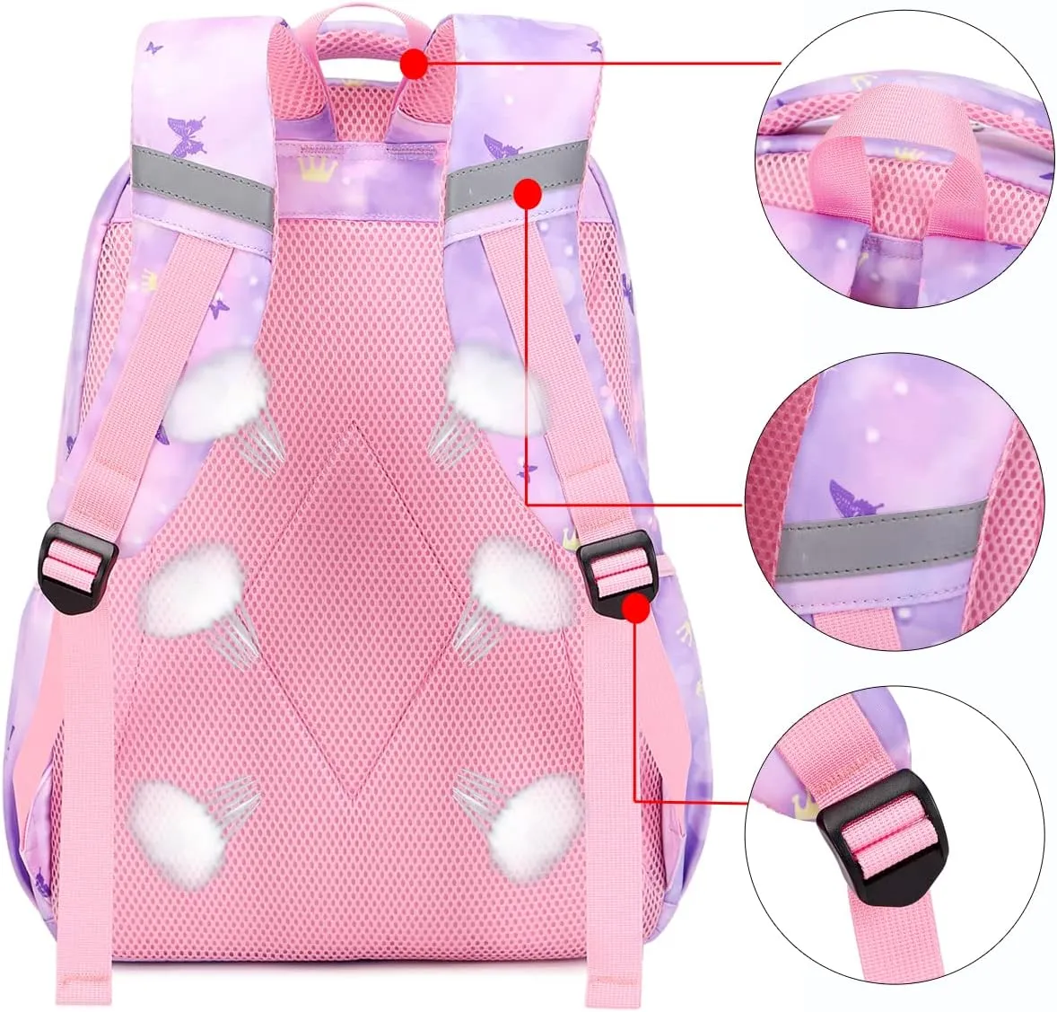 Sunborls Backpack for Girls Kids School Bookbag with a Cute Butterfly Appearance - Lightweight and High-Capacity Backpack Set,Purple