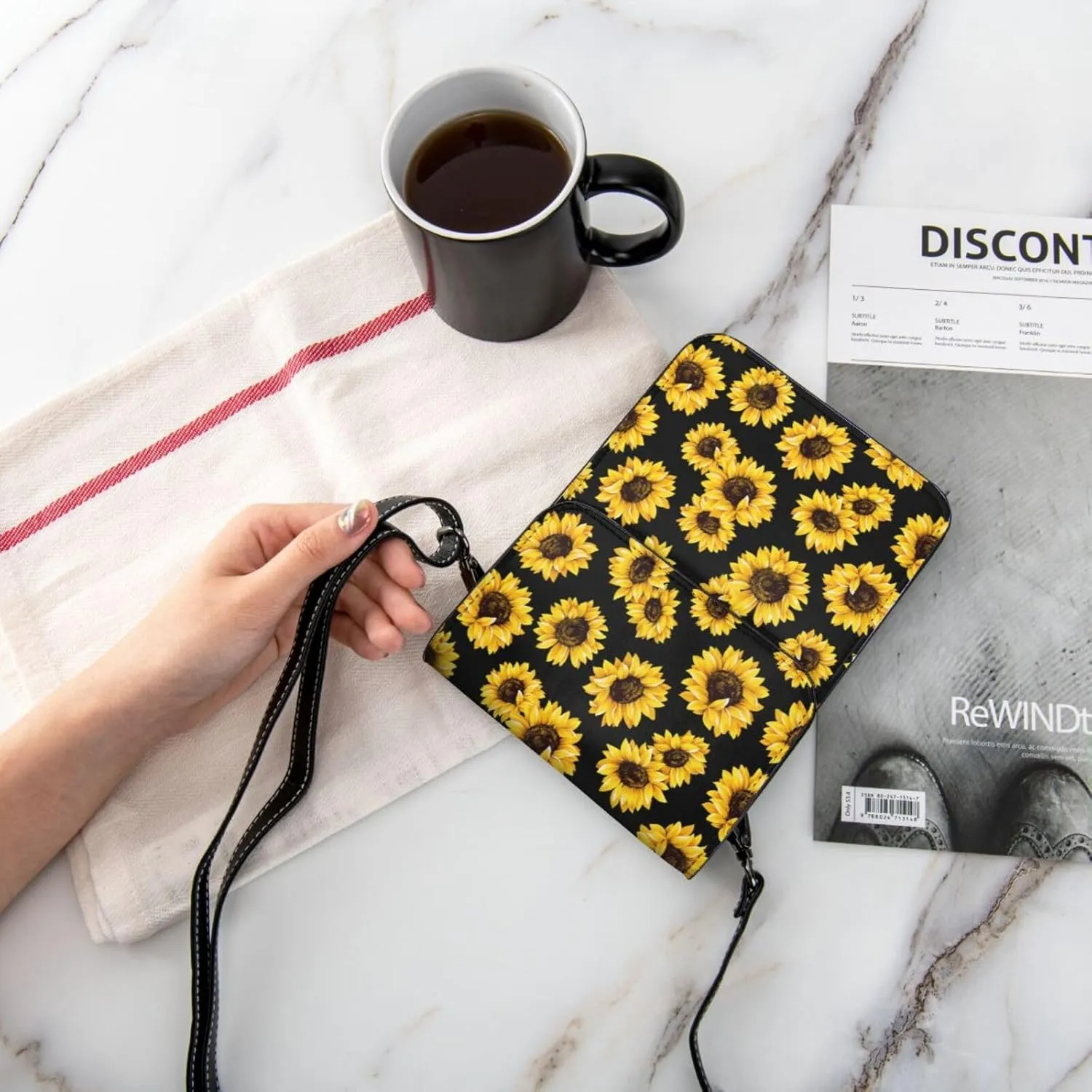 Sunflower Leather Crossbody Cell Phone Purse Small Wallet Bags Adjustable Phone Bag for Women