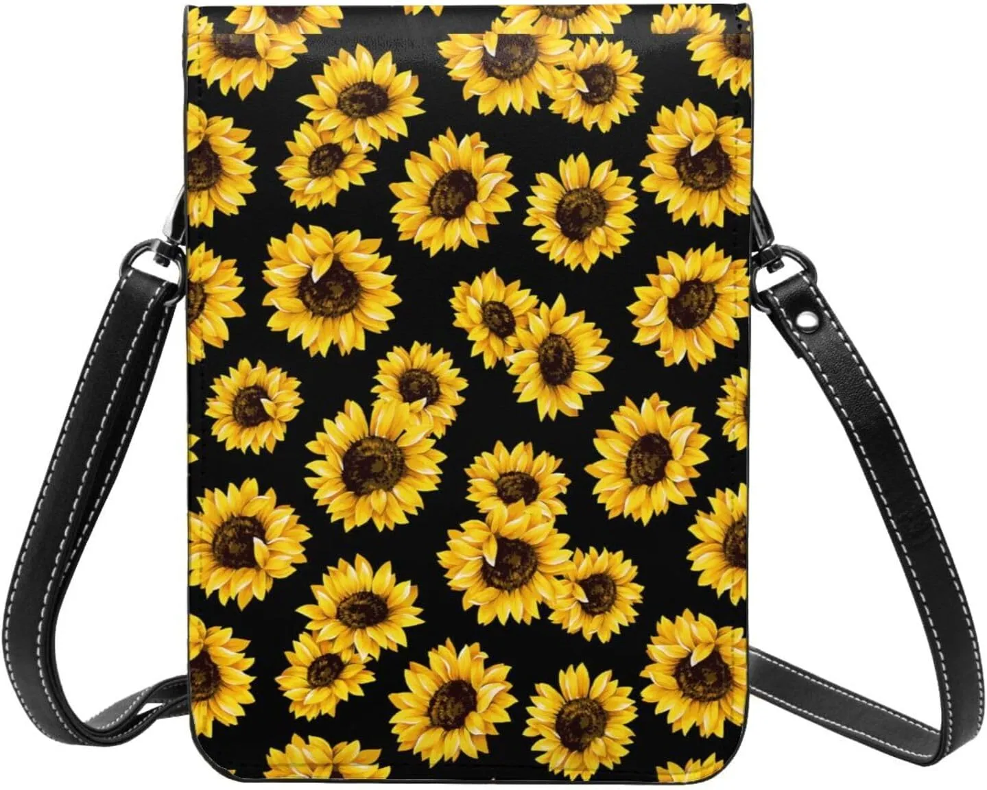 Sunflower Leather Crossbody Cell Phone Purse Small Wallet Bags Adjustable Phone Bag for Women