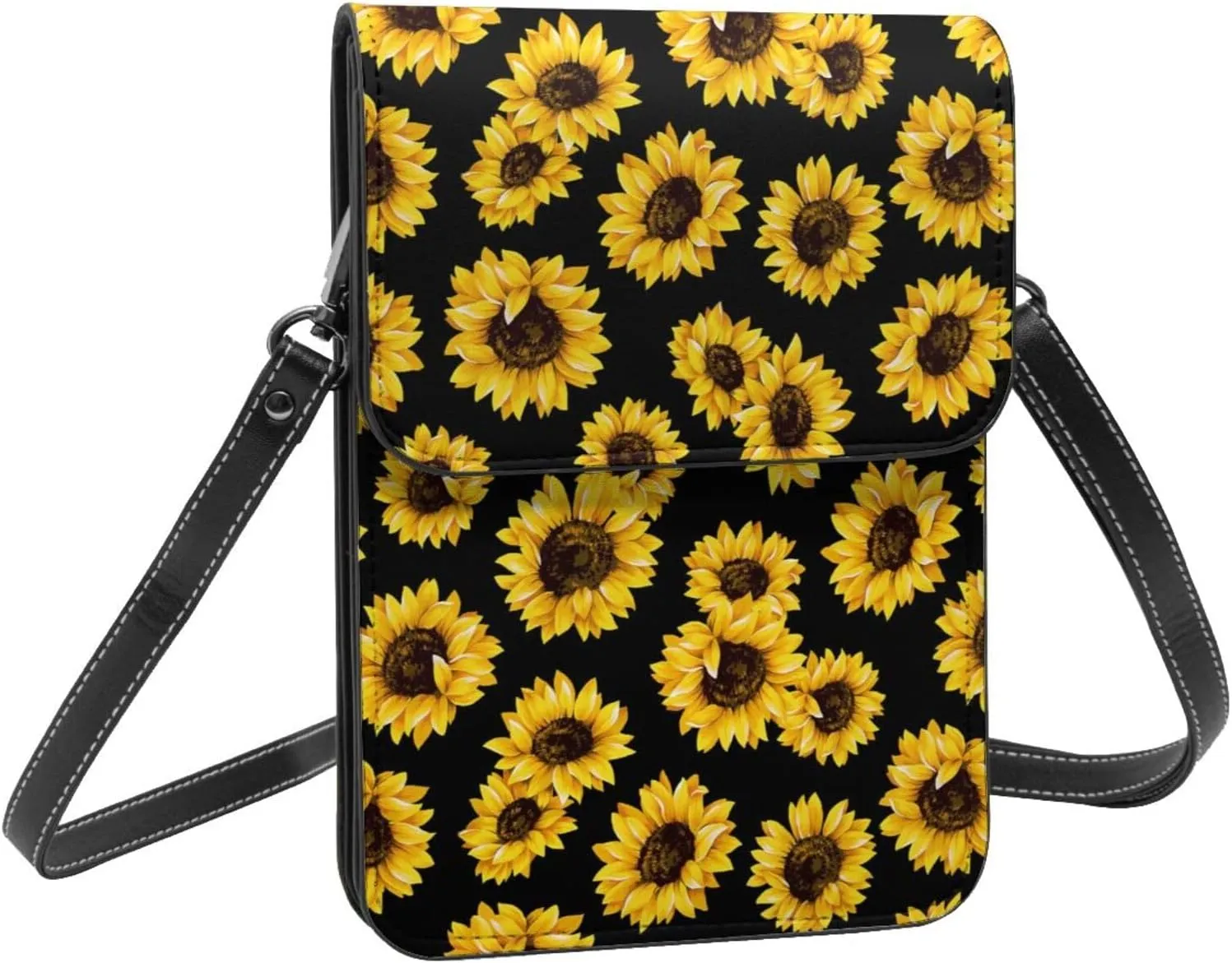 Sunflower Leather Crossbody Cell Phone Purse Small Wallet Bags Adjustable Phone Bag for Women