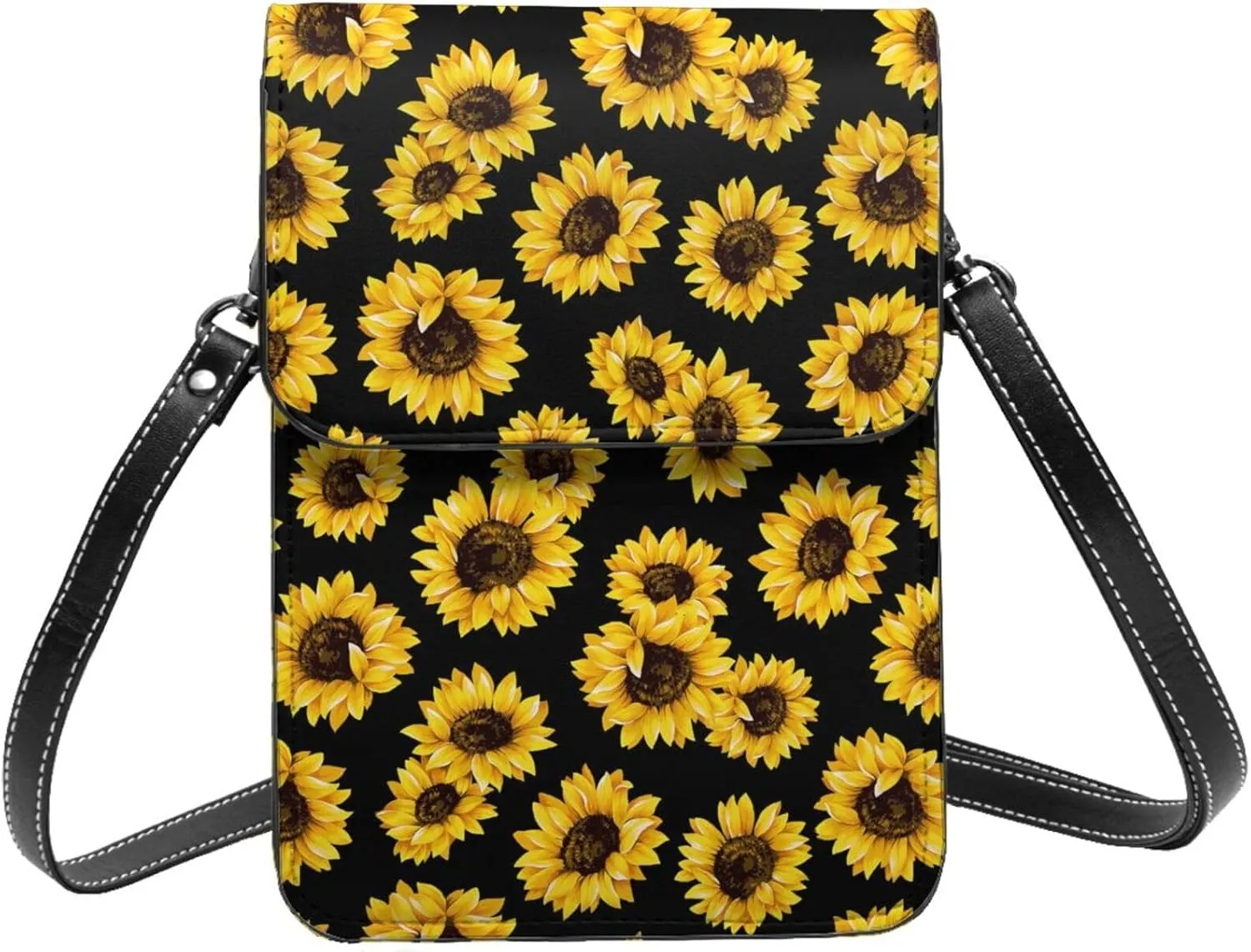 Sunflower Leather Crossbody Cell Phone Purse Small Wallet Bags Adjustable Phone Bag for Women