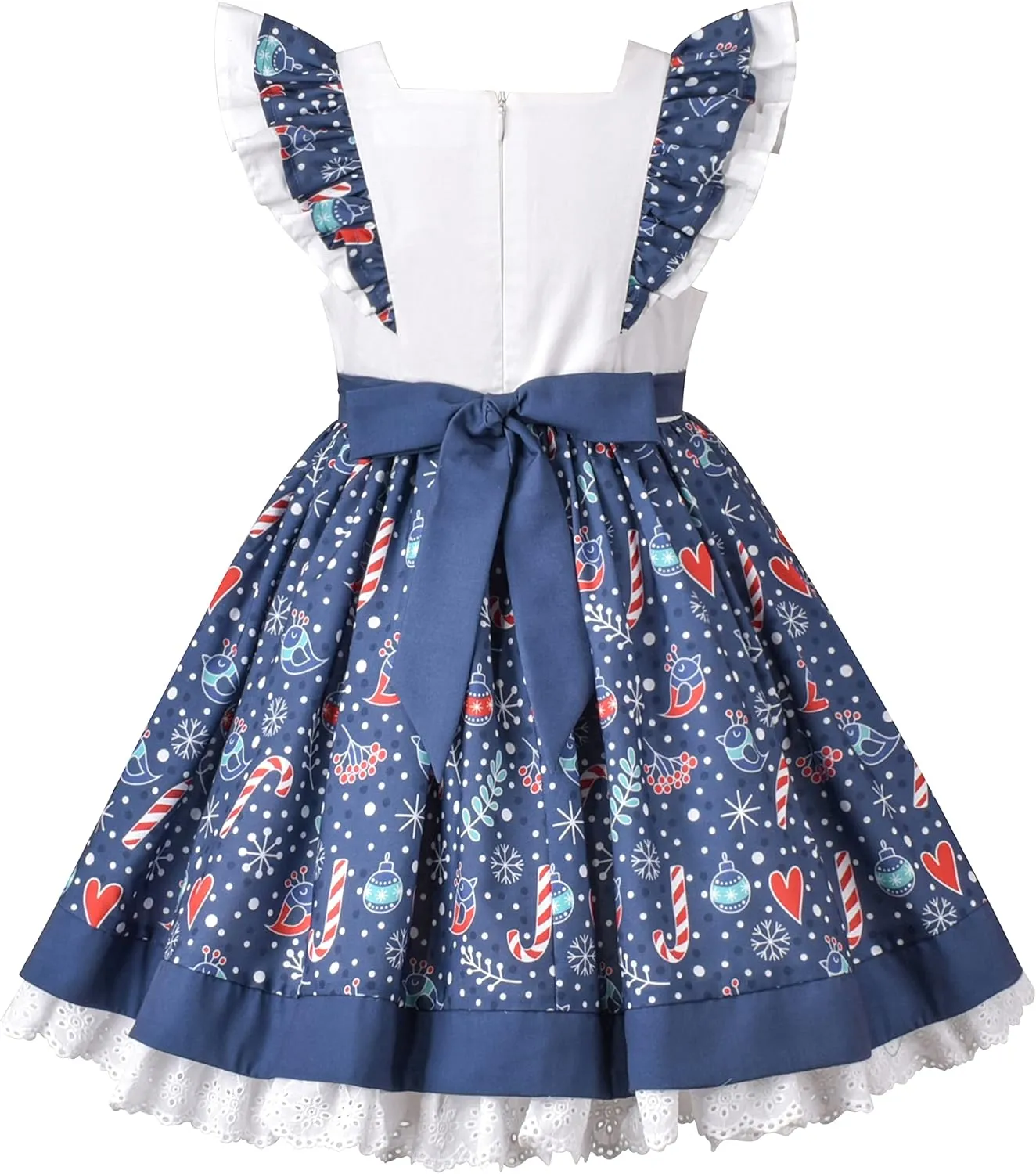 Sunny Fashion Girls Dress Polka Dot Overlap Design with Trim Yellow Size 4-10