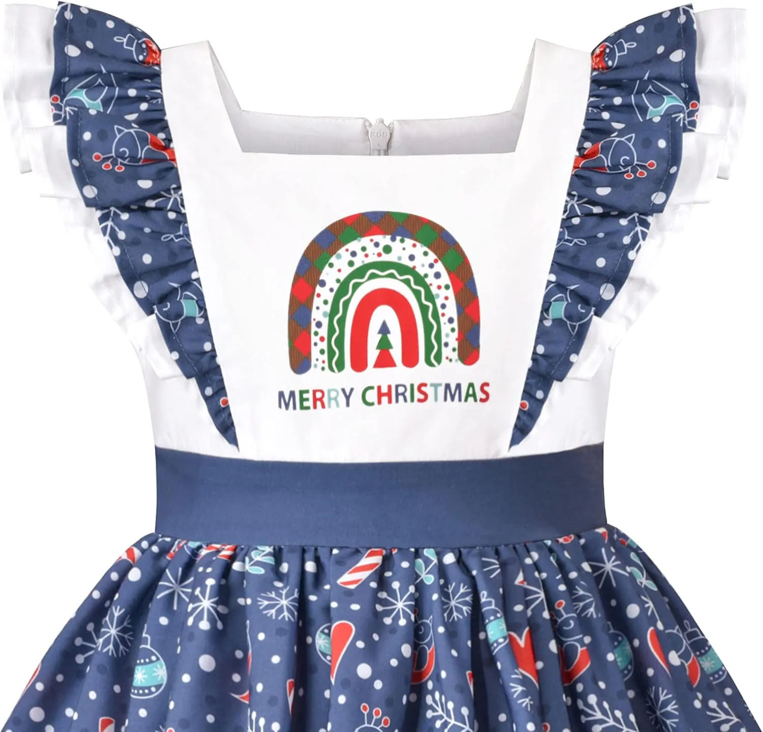 Sunny Fashion Girls Dress Polka Dot Overlap Design with Trim Yellow Size 4-10