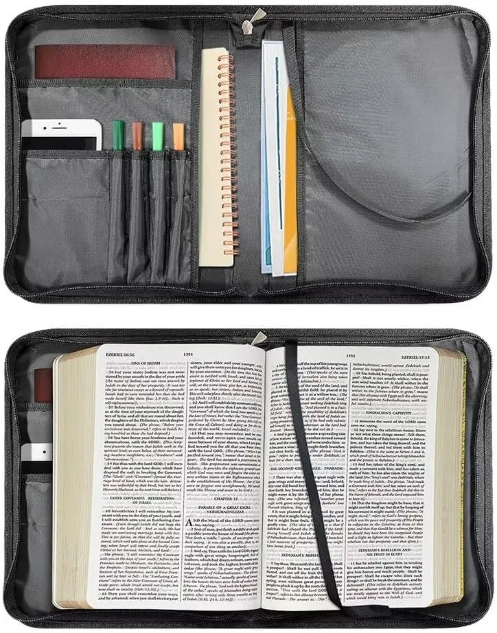 Suobstales Butterfly Sunflower Cross Print Bible Cover with Handle, PU Leather Bible Case with Shoulder Strap, Lightweight Bible Bag Bible Protective Bible Carrier for Mother Father Men Women, 2XL