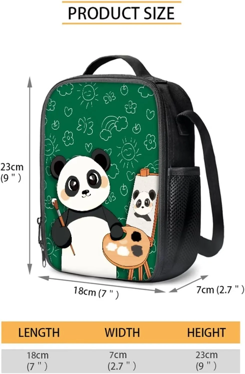 Suobstales Panda Floral Pattern 3Pcs School Backpack Set for Boys Girls Teen Shoulder Bag   Lunch Box   Pencil Case Schoolbags Book Bag Travel Casual Daypack