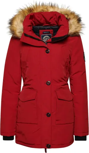 Superdry Womens Everest Parka Coat Red Size 10