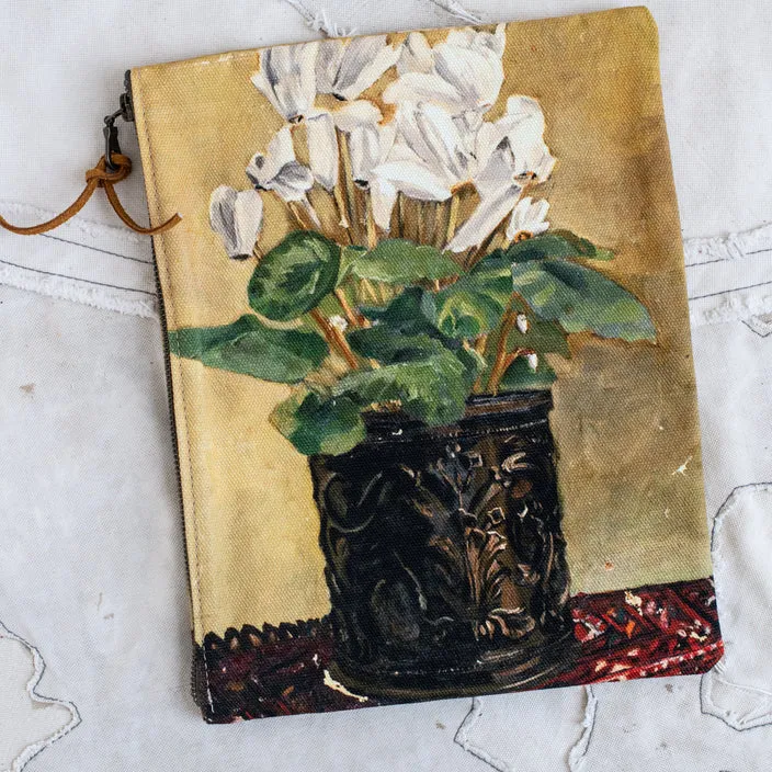 SWARM CANVAS PAINTING CLUTCH - CYCLAMEN