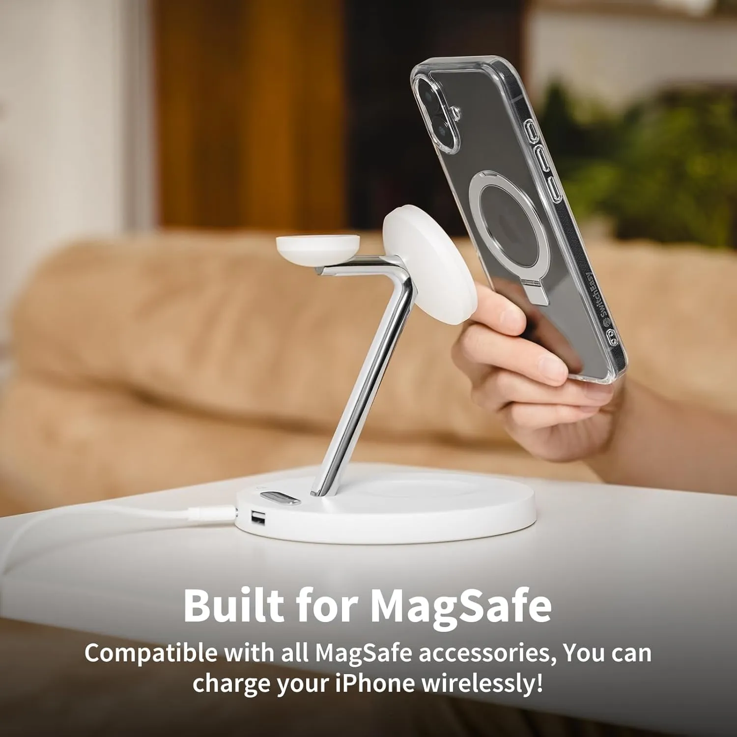 SWITCHEASY Protective Case for iPhone 16 Pro Max 6.9" with MagStand, Military-Grade Drop Protection, Kick Ring Stand, Compatible with MagSafe, Shockproof Phone Case- Ash
