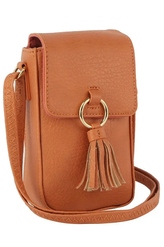 Tassel Ring Flap Cell Phone Crossbody Bag Wallet available in 5 colors