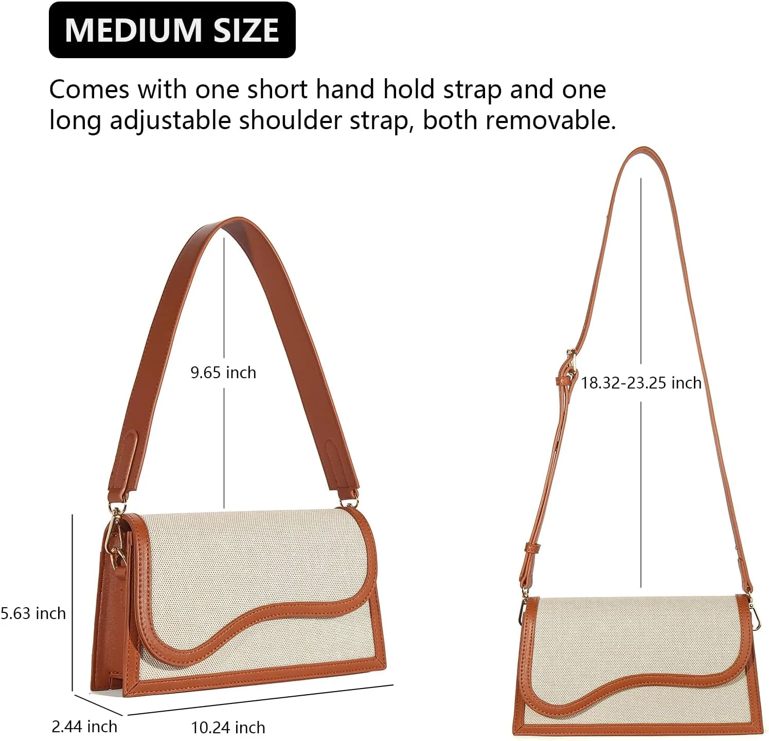 Telena Shoulder Bag for Women Vegan Leather Women's Shoulder Purses Handbags with 2 Removable Strap Crossbody Bag Purses