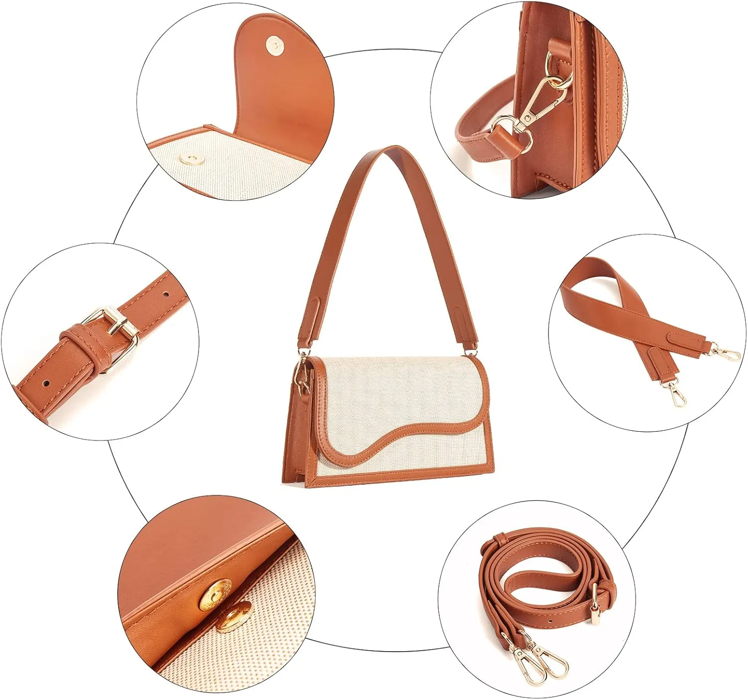 Telena Shoulder Bag for Women Vegan Leather Women's Shoulder Purses Handbags with 2 Removable Strap Crossbody Bag Purses