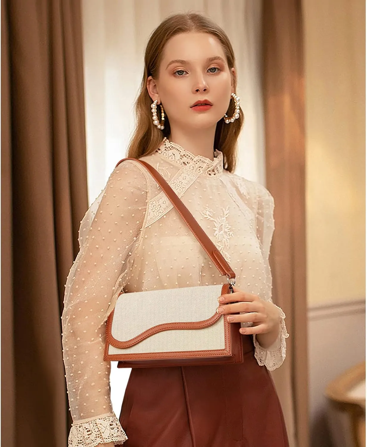 Telena Shoulder Bag for Women Vegan Leather Women's Shoulder Purses Handbags with 2 Removable Strap Crossbody Bag Purses