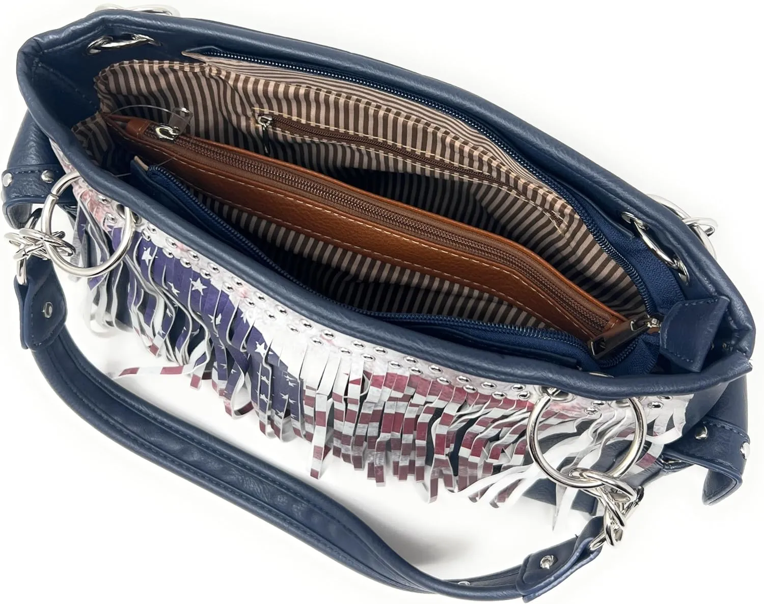 Texas West American Flag Rhinestone Women's Handbags Purse Wallet Set in Multi-Color