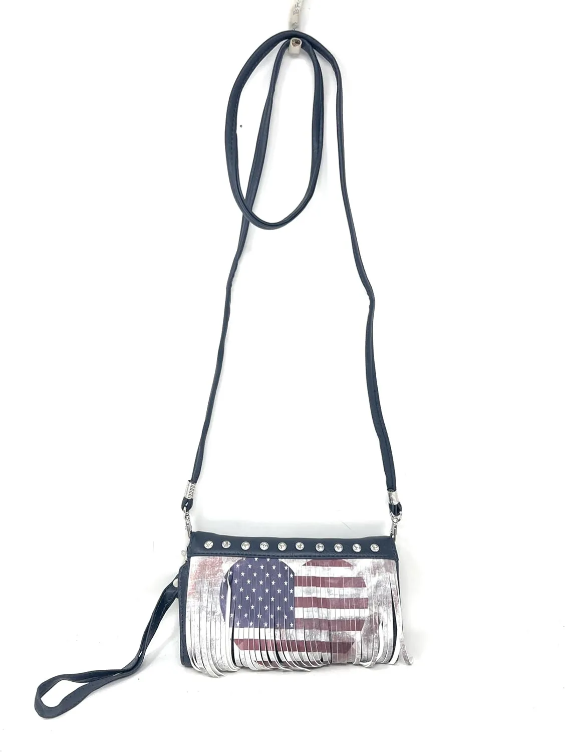 Texas West American Flag Rhinestone Women's Handbags Purse Wallet Set in Multi-Color
