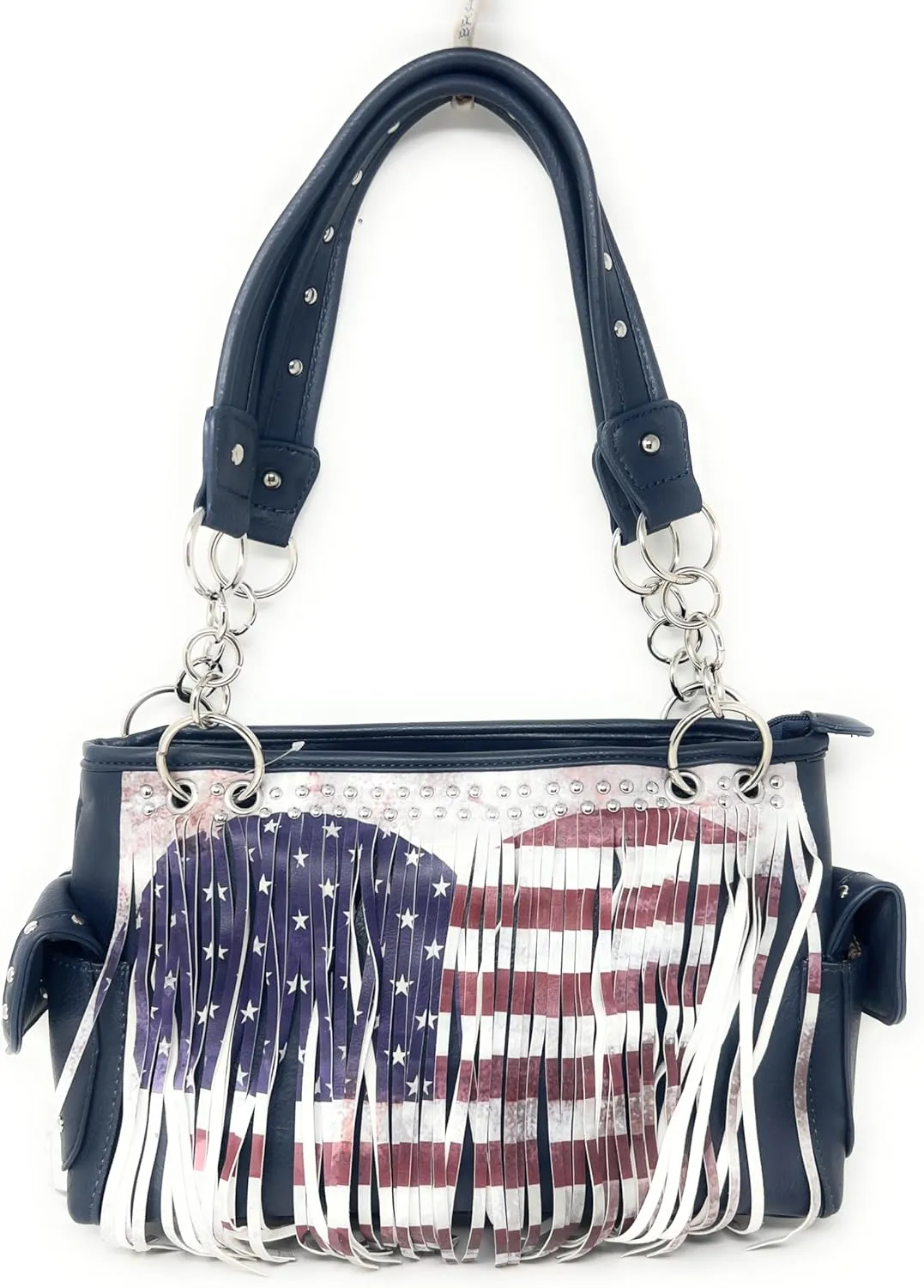 Texas West American Flag Rhinestone Women's Handbags Purse Wallet Set in Multi-Color