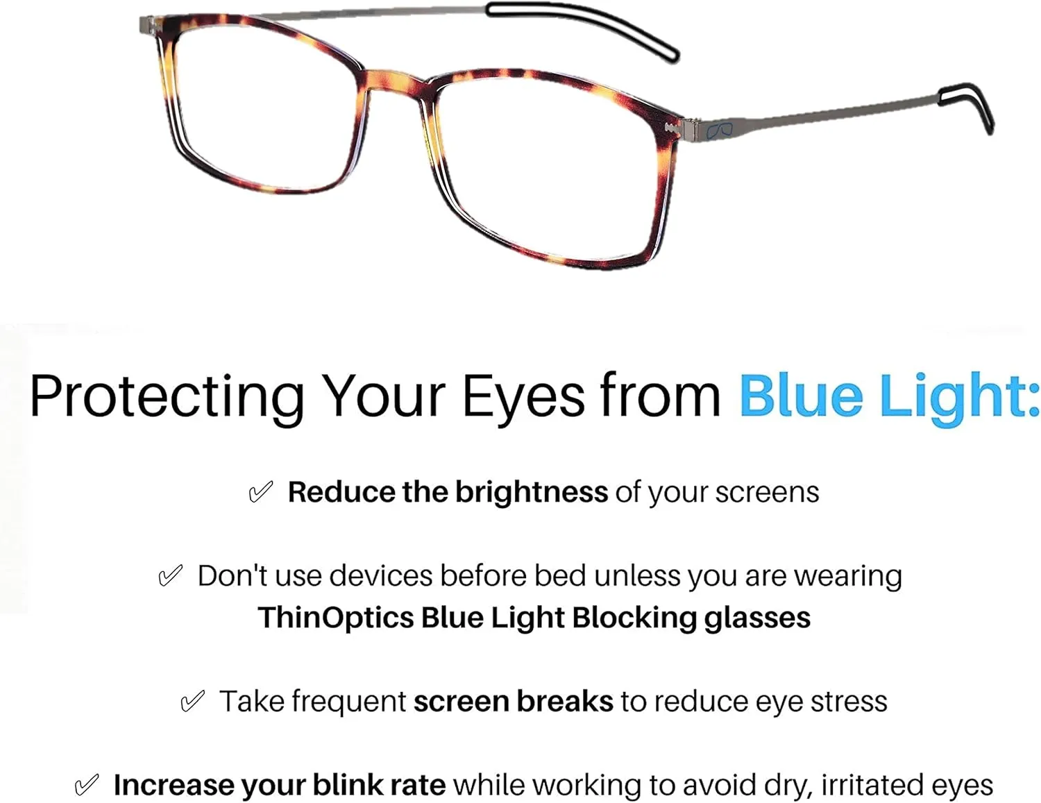 ThinOptics Frontpage Blue-Light Blocking Computer Reading Glasses and Milano Aluminum Case