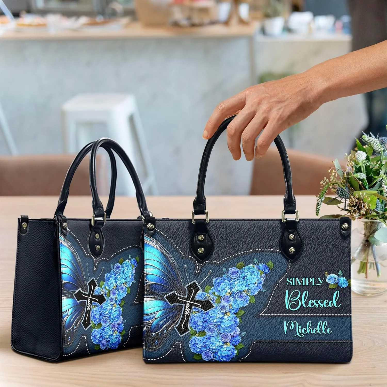 THUYPT Personalized Christian Leather Handbags, Handbag & Purse With Bible Verse Religious Tote Bag, Gift for Her, Religious Leather Handbag Gift for Women (06)