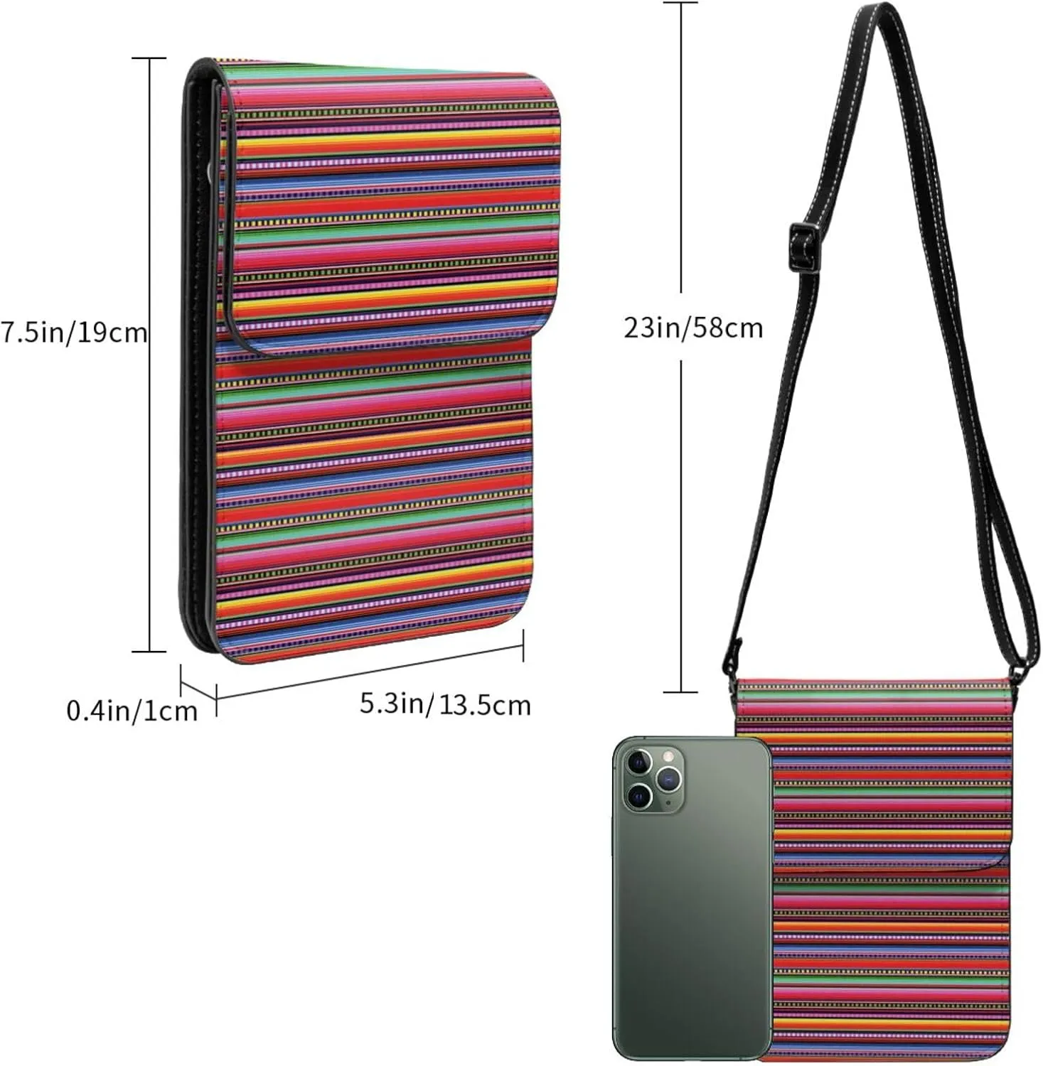 Tiger Stripes Leather Crossbody Cell Phone Purse Small Wallet Bags Adjustable Phone Bag for Women