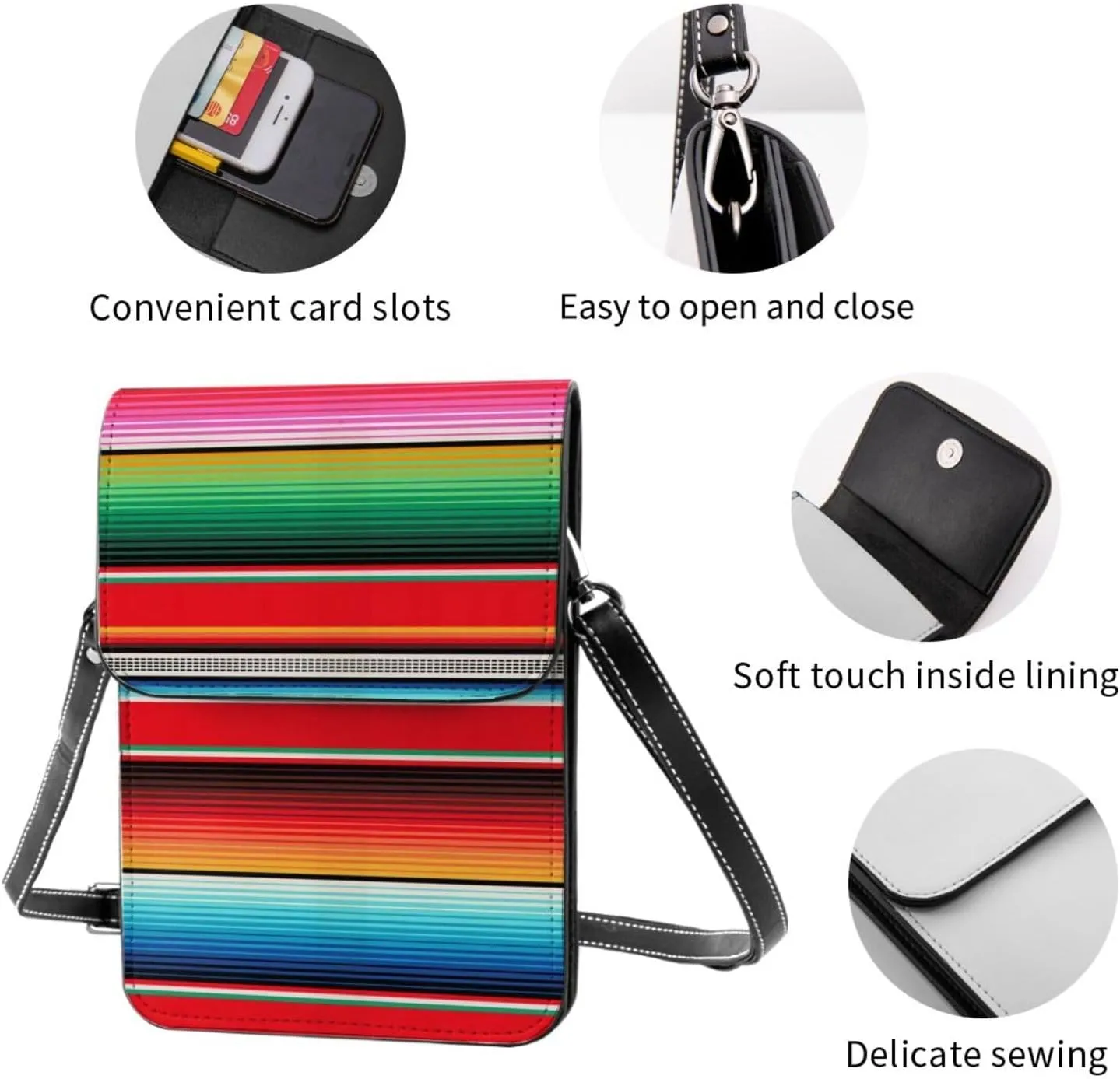 Tiger Stripes Leather Crossbody Cell Phone Purse Small Wallet Bags Adjustable Phone Bag for Women