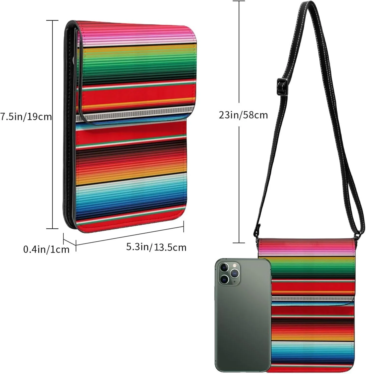Tiger Stripes Leather Crossbody Cell Phone Purse Small Wallet Bags Adjustable Phone Bag for Women